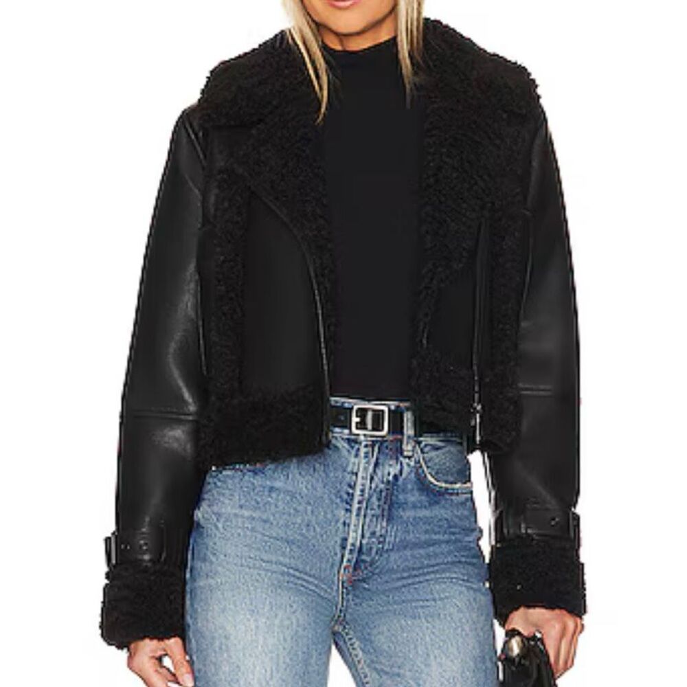 Apparis Jay Faux Leather Shearling Moto Jacket XL NWT